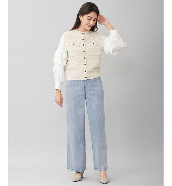 自由区「【洗える】テクスチャーコットンブレンドニット ベスト」|ベスト・ジレ|