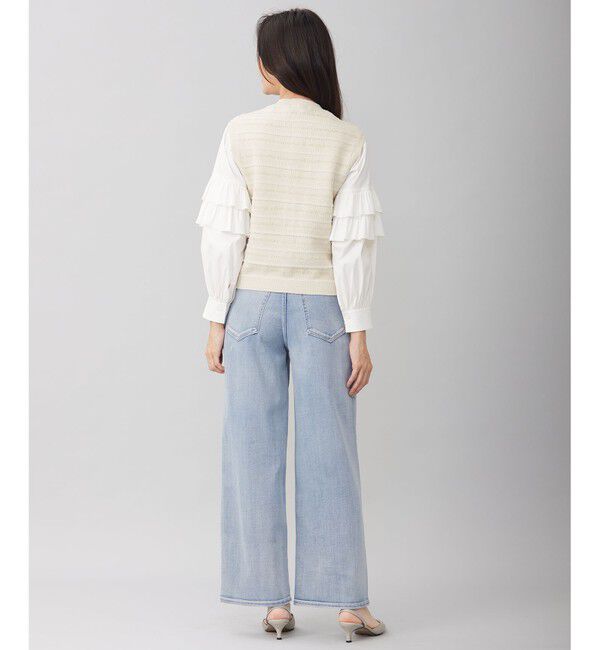 自由区「【洗える】テクスチャーコットンブレンドニット ベスト」|ベスト・ジレ|