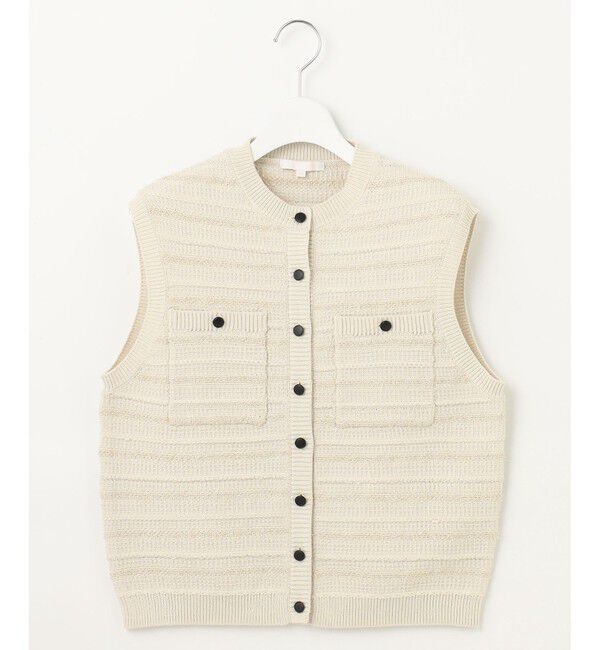 自由区「【洗える】テクスチャーコットンブレンドニット ベスト」|ベスト・ジレ|