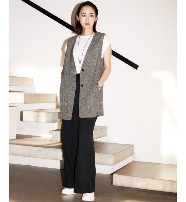 自由区「【洗える】ライトカラミミドル丈 ジレ」|ベスト・ジレ|