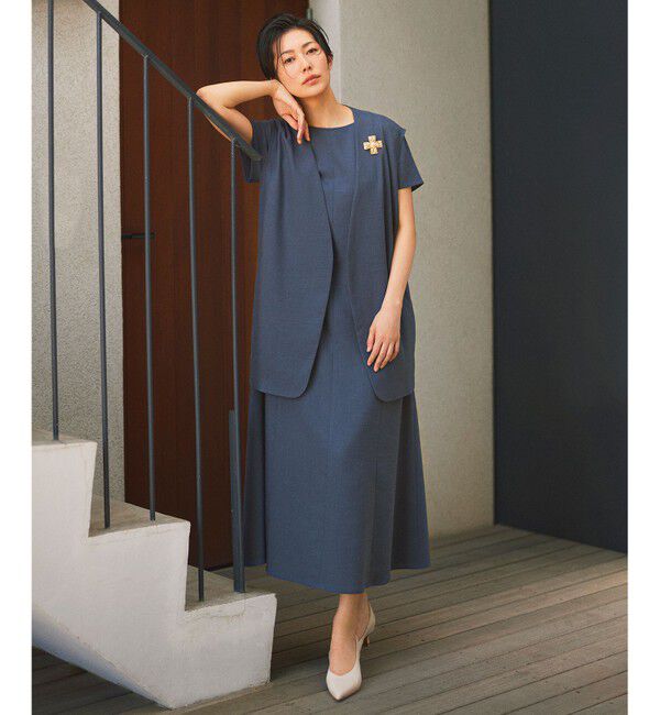 自由区「【カタログ掲載・接触冷感・UVカット・洗える】リネンミックスツィル ワンピース」|ワンピース|