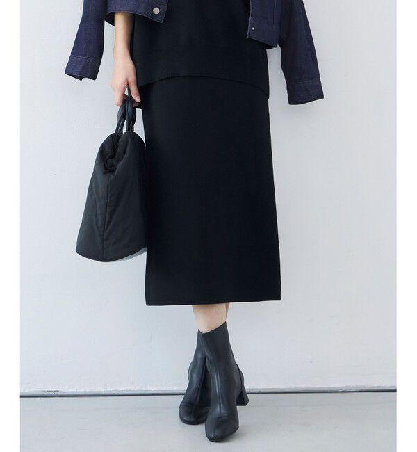 自由区「【カタログ掲載・セットアップ対応・洗える】スムージーニット スカート」|スカート|ブラック