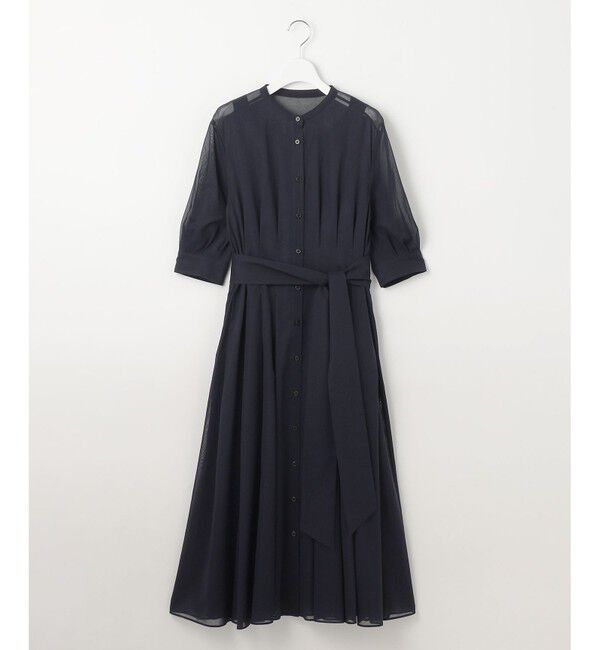 自由区「【洗える】シアー ドレス」|ワンピース|ネイビー