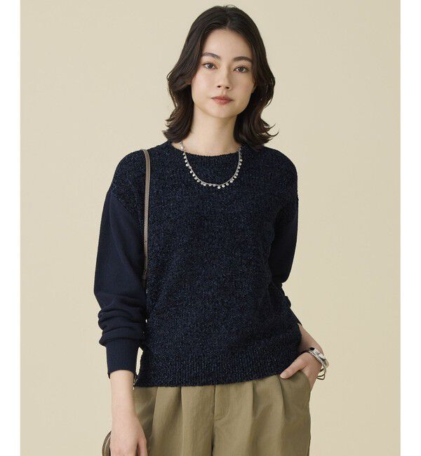 自由区「ブークレミックスツイード ニット」|ニット・セーター|ネイビー