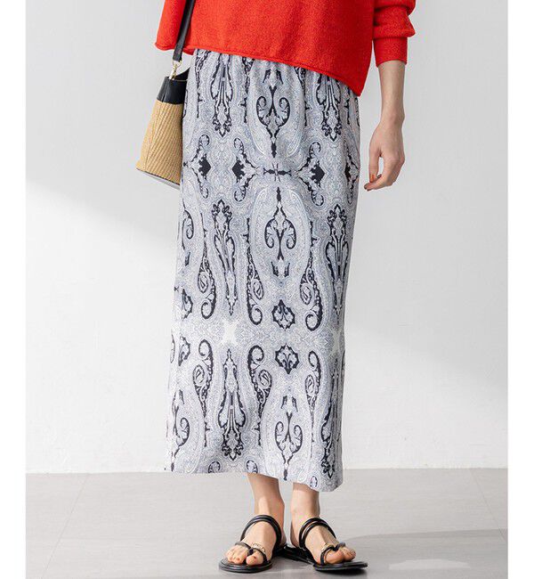 23区「【洗える】Rattiドローイングペイズリープリント スカート」|スカート|ﾌﾞﾗｯｸﾌ