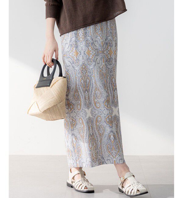 23区「【洗える】Rattiドローイングペイズリープリント スカート」|スカート|ﾍﾞｰｼﾞｭ