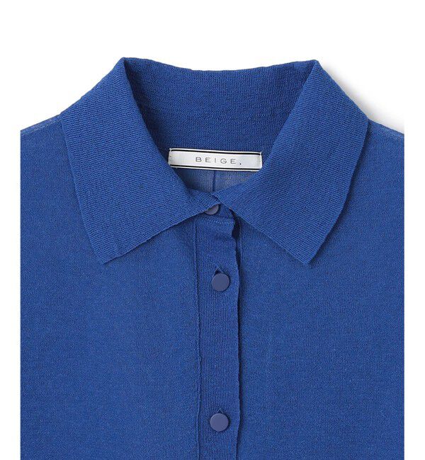 BEIGE,「【洗える・Oggi10月号掲載】MILANO / リネン混シアーポロカラーニット」|ニット・セーター|