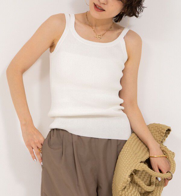 NOLLEY'S「《アンサンブル対応》《手洗い可能》ペーパーヤーン2WAYリブタンクトップ」|タンクトップ|オフホワイト