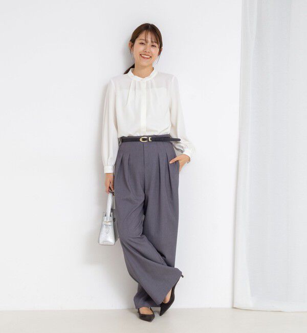 NOLLEY'S sophi「ウォッシャブルバックサテンパール釦タックブラウス」|シャツ・ブラウス|