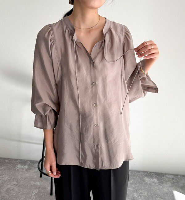 fredy emue「シャイニーシアー2WAYギャザーブラウス」|シャツ・ブラウス|