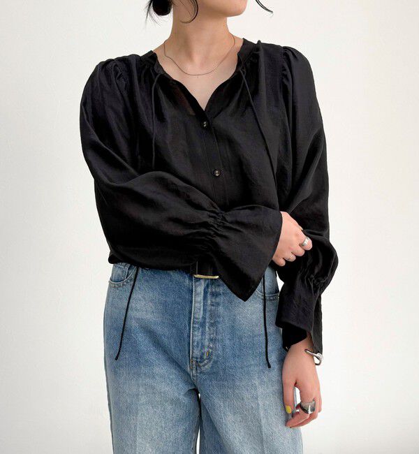 fredy emue「シャイニーシアー2WAYギャザーブラウス」|シャツ・ブラウス|