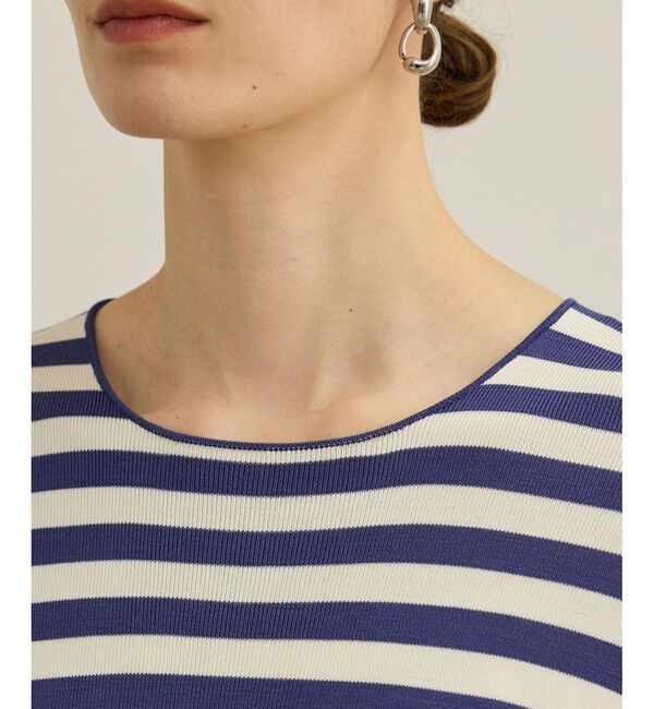 ROPE「【洗える】ウォッシャブルシルク 総針ボーダープルオーバー」|Tシャツ・カットソー|