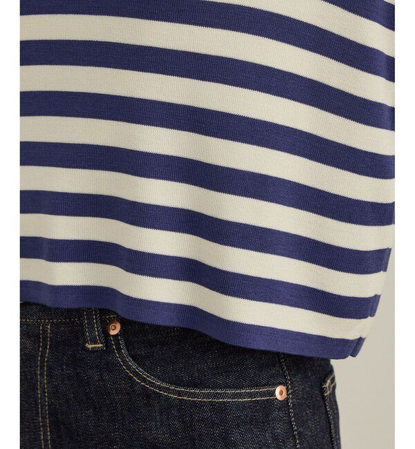 ROPE「【洗える】ウォッシャブルシルク 総針ボーダープルオーバー」|Tシャツ・カットソー|