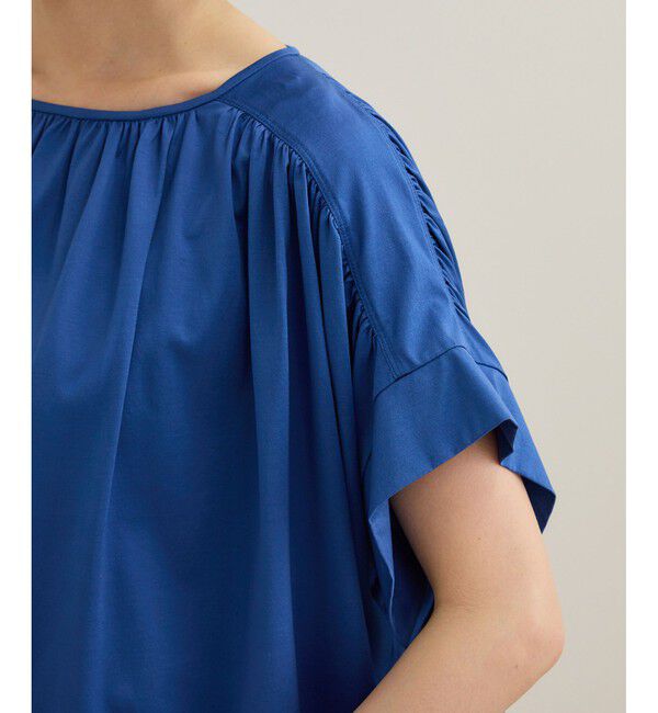 ROPE「【洗える】クリア天竺ギャザー半袖プルオーバー/お仕事服」|Tシャツ・カットソー|