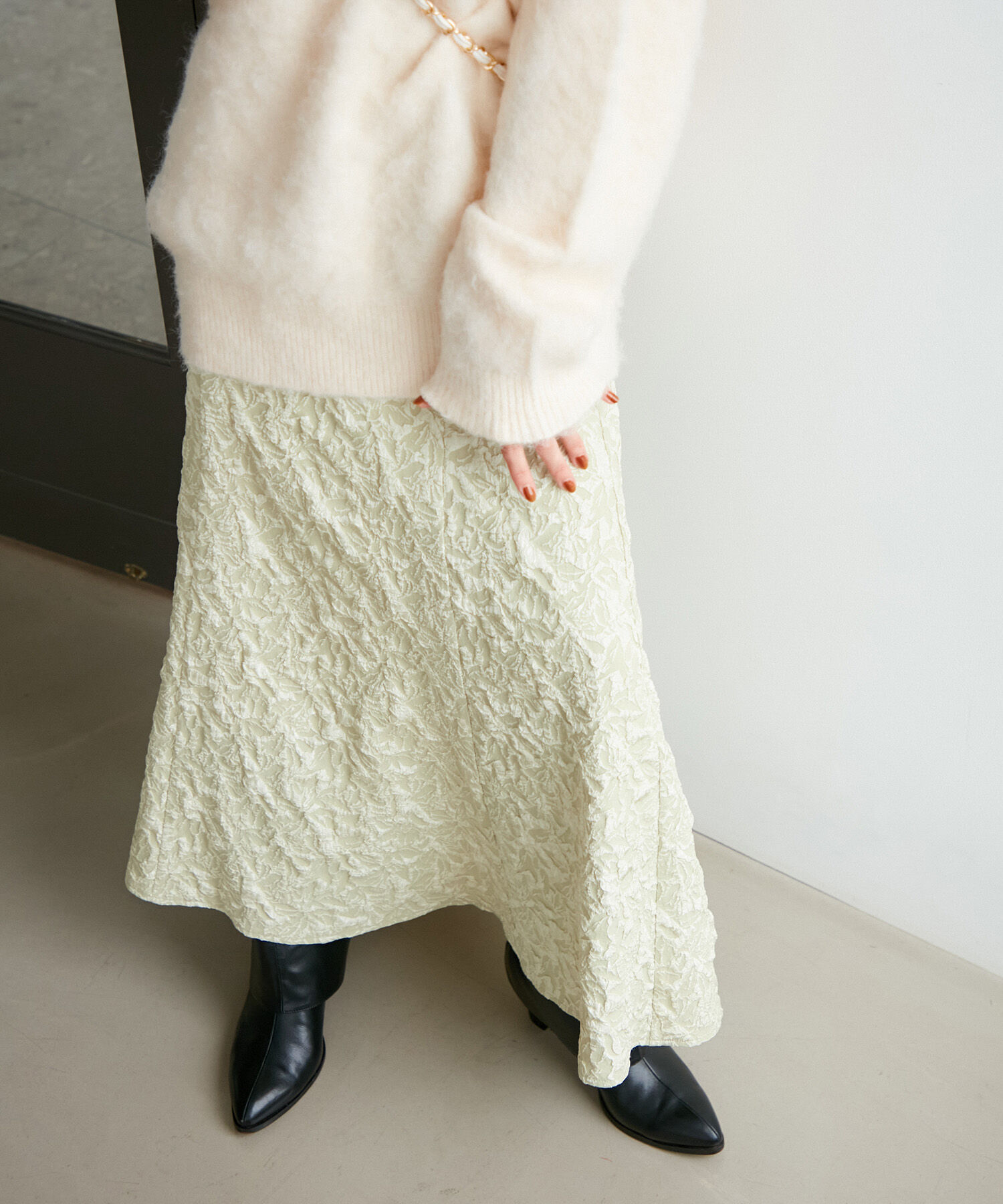 VIS「【洗える】ジャガードナローフレアスカート」|スカート|