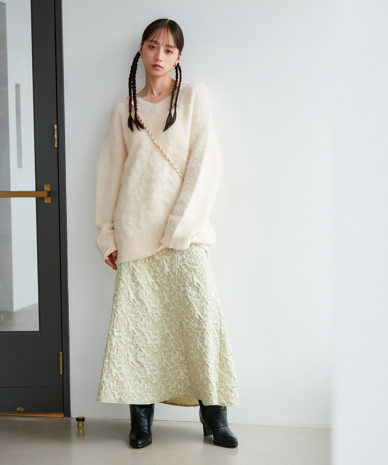 VIS「【洗える】ジャガードナローフレアスカート」|スカート|