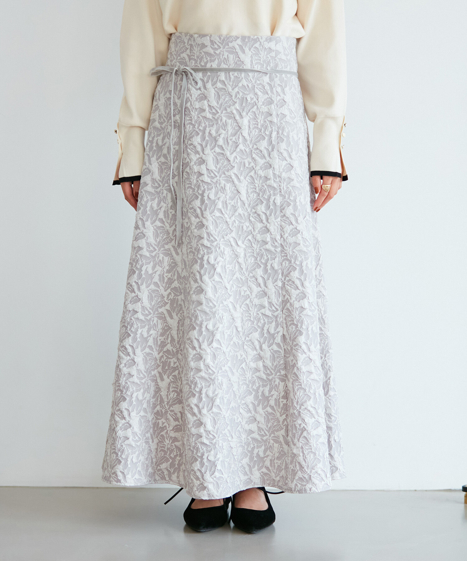 VIS「【洗える】ジャガードナローフレアスカート」|スカート|