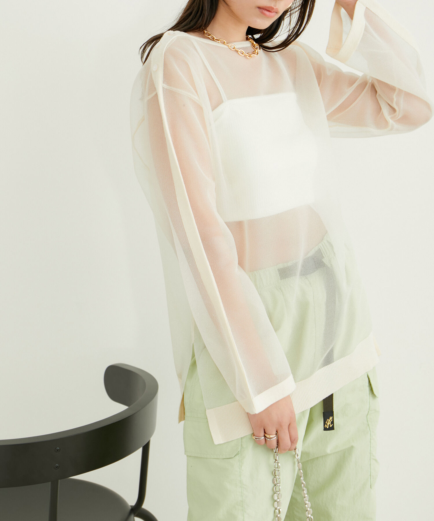 VIS「ショルダーラインシアーニットプルオーバー」|シャツ・ブラウス|キナリ系(17)