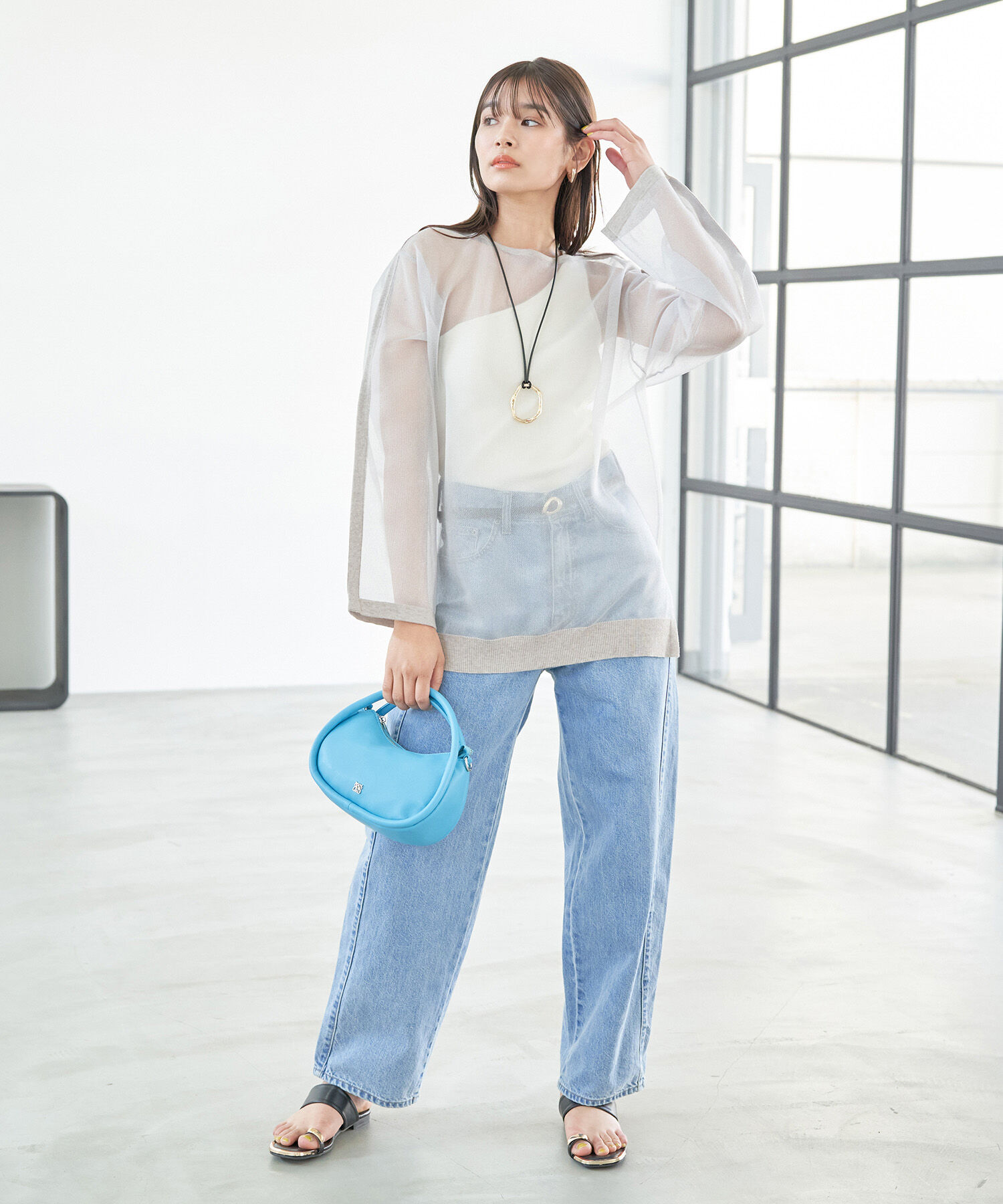 VIS「ショルダーラインシアーニットプルオーバー」|シャツ・ブラウス|