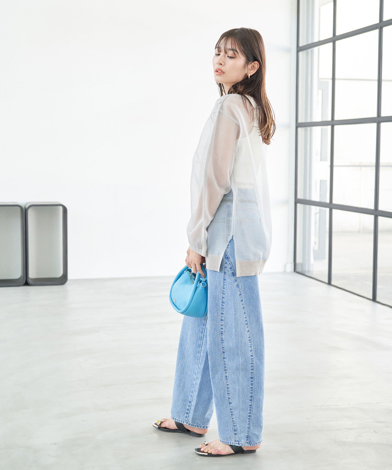 VIS「ショルダーラインシアーニットプルオーバー」|シャツ・ブラウス|