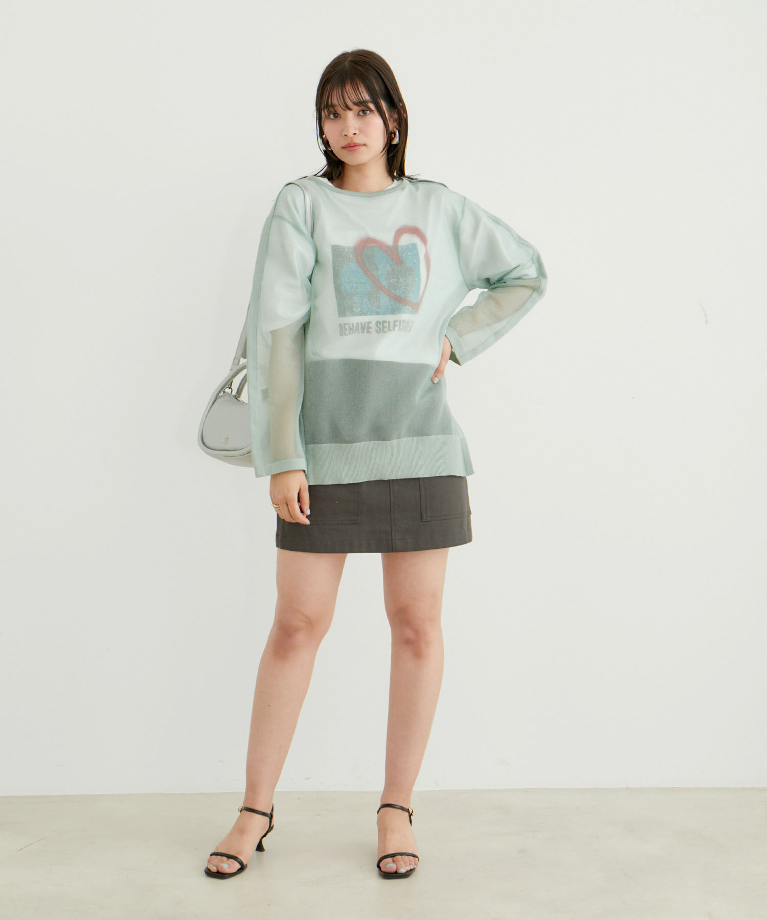 VIS「ショルダーラインシアーニットプルオーバー」|シャツ・ブラウス|