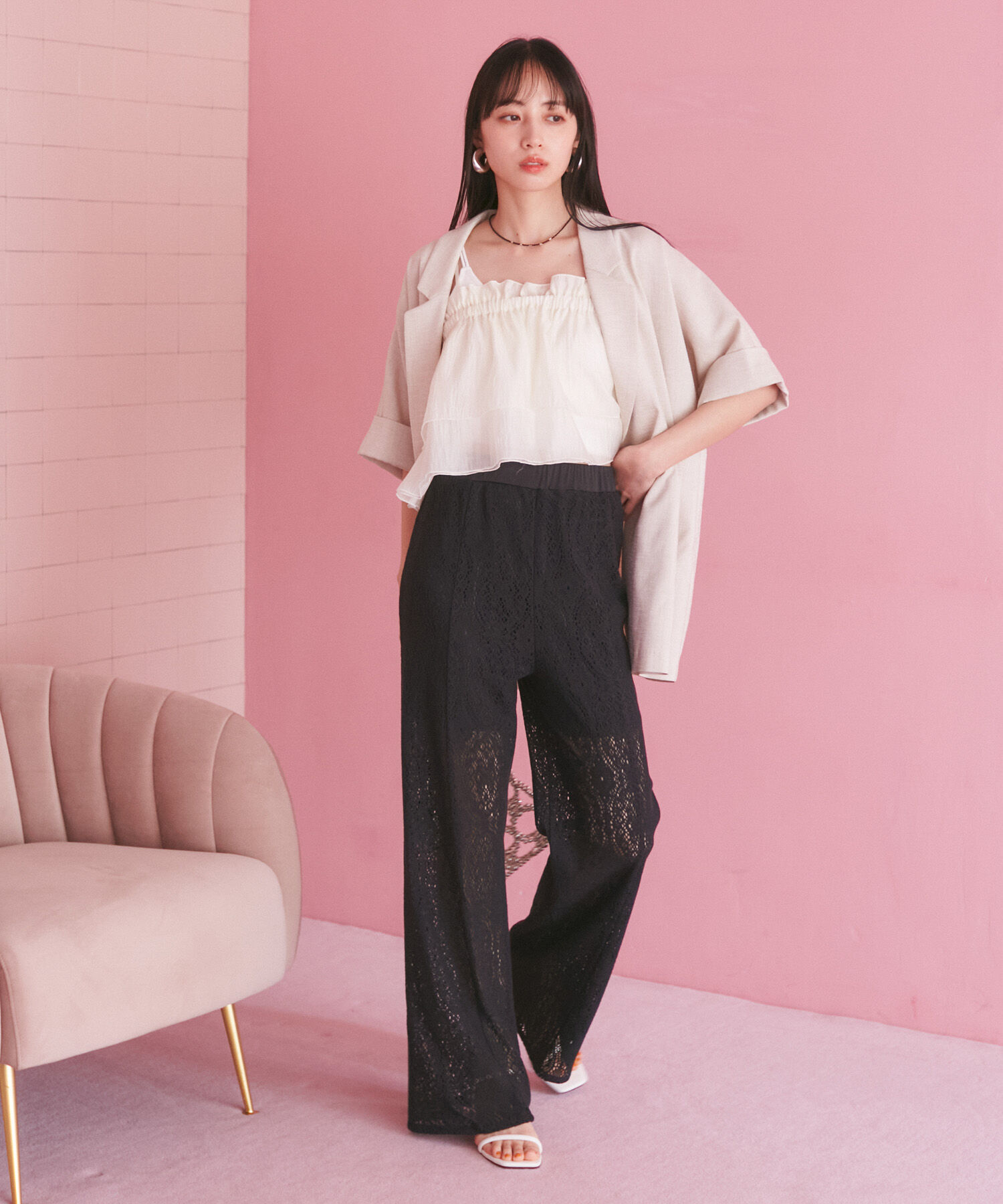 VIS「【洗える】セミフレアレースパンツ」|その他|