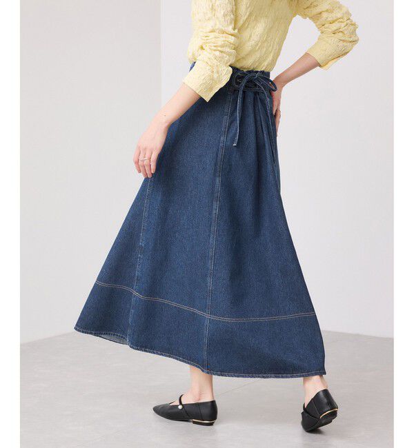 VIS「バックレースアップフレアデニムスカート/イージーケア」|スカート|