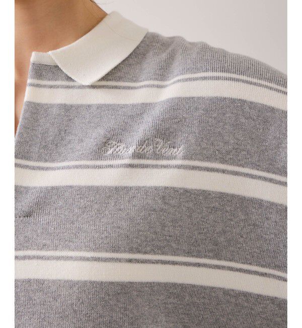 VIS「ワンポイント刺繍ポロニットプルオーバー」|ニット・セーター|