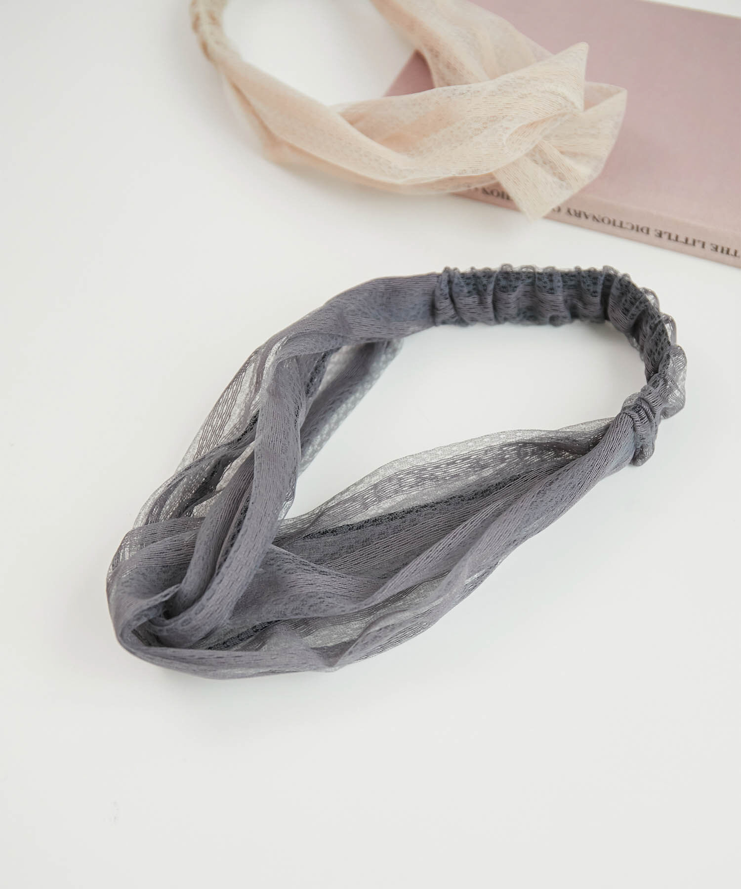 ROPE PICNIC PASSAGE「オーガンジーレースヘアターバン」|ヘアバンド|チャコール(06)