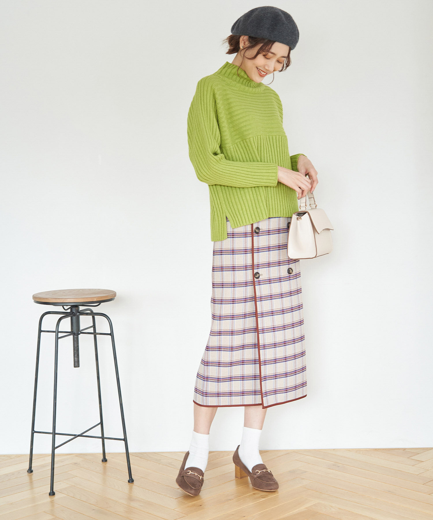 Rope&rsquo;Picnic「チェック＆無地リバーシブルスカート」|スカート|