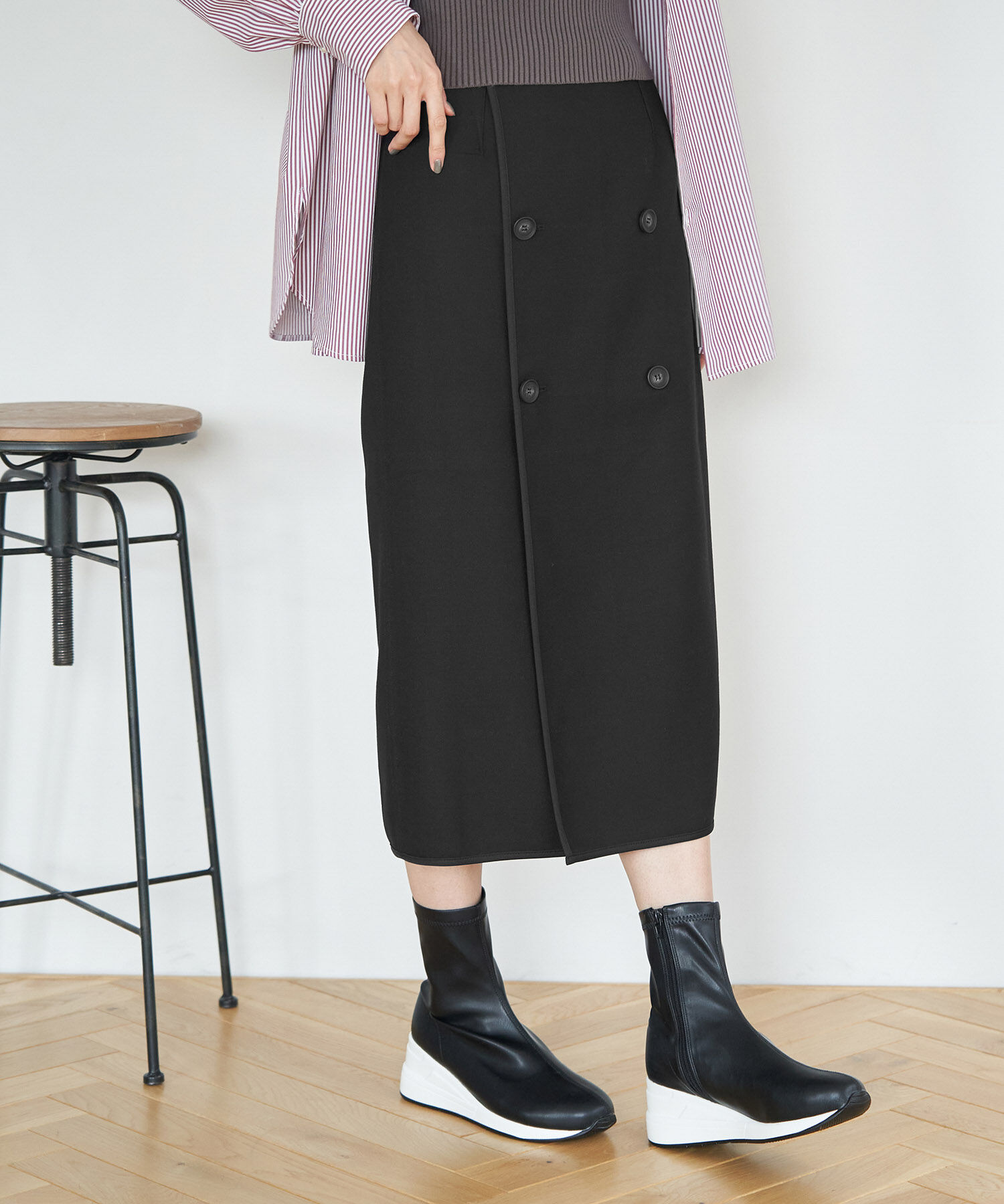 Rope&rsquo;Picnic「チェック＆無地リバーシブルスカート」|スカート|