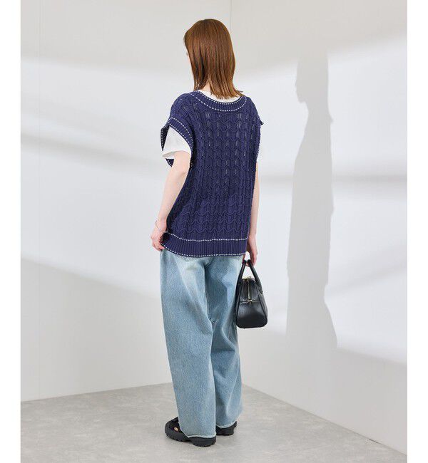 Rope&rsquo;Picnic「配色ステッチ透かし編みニットベスト」|ベスト・ジレ|