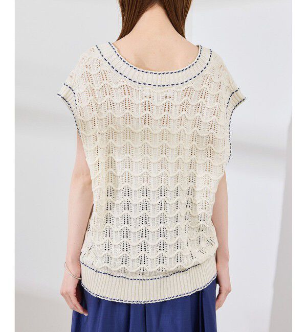 Rope&rsquo;Picnic「配色ステッチ透かし編みニットベスト」|ベスト・ジレ|