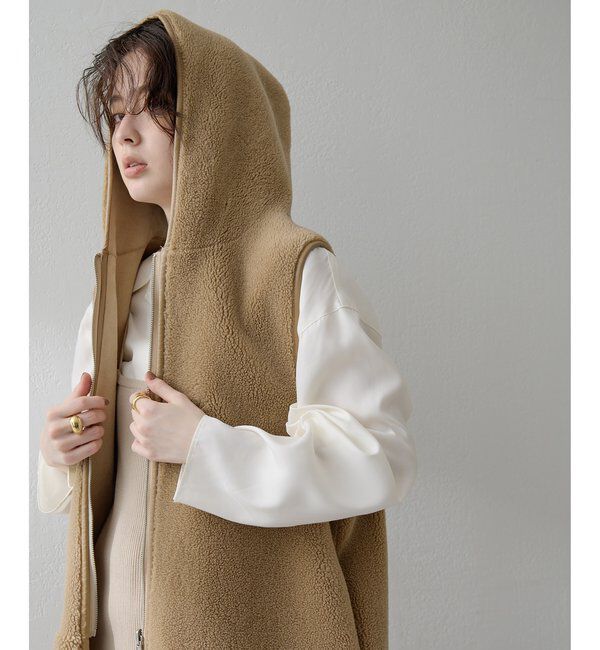 THE PAUSE「【THE PAUSE】ボアフードロングジレ」|ベスト・ジレ|