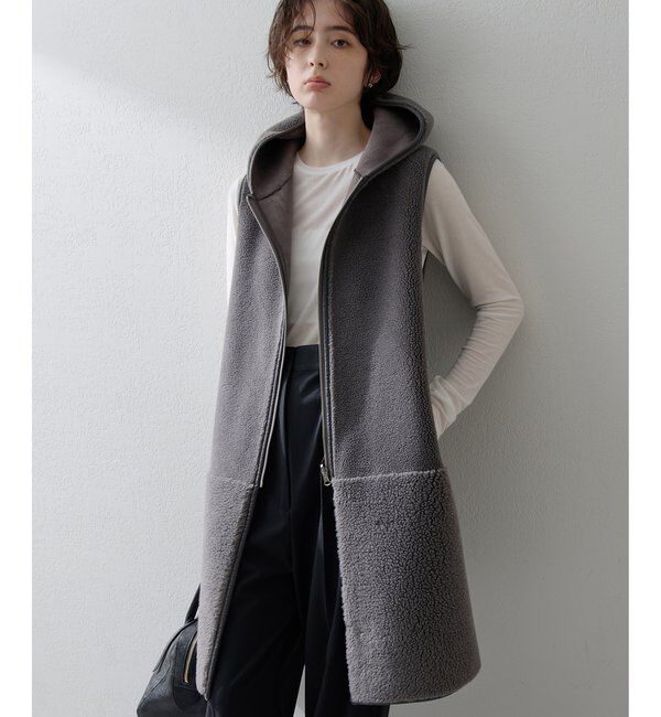 THE PAUSE「【THE PAUSE】ボアフードロングジレ」|ベスト・ジレ|