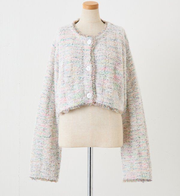  「【CEPIE./セピエ】絣クロップドカーディガン」|ニット・セーター|ピンク