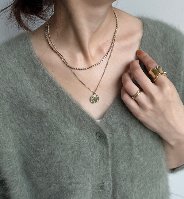  「ラインストーンコイン2連ネックレス」|ネックレス|