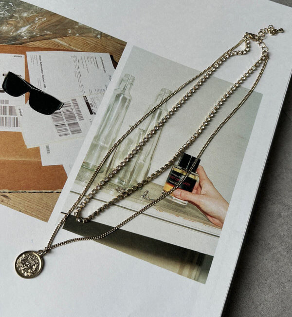  「ラインストーンコイン2連ネックレス」|ネックレス|