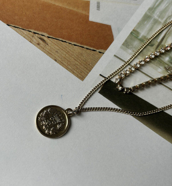  「ラインストーンコイン2連ネックレス」|ネックレス|