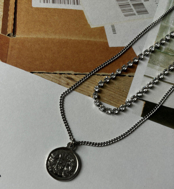  「ラインストーンコイン2連ネックレス」|ネックレス|