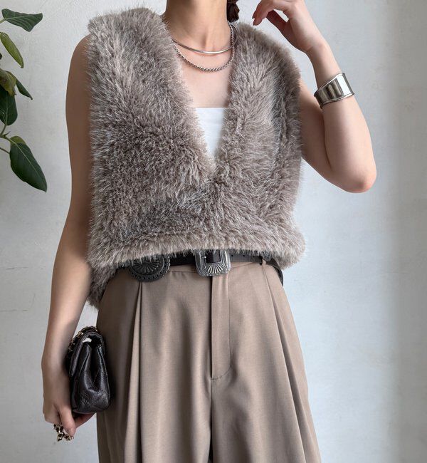  「サイドスナップフェイクカシミヤファープルオーバー」|ベスト・ジレ|