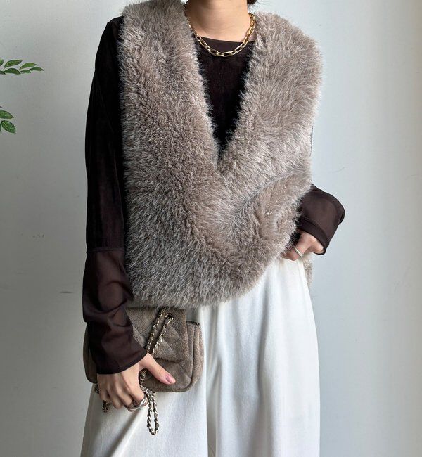  「サイドスナップフェイクカシミヤファープルオーバー」|ベスト・ジレ|