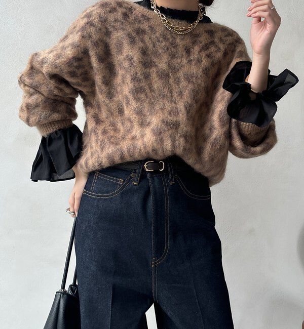  「レオパード柄起毛ニット」|ニット・セーター|