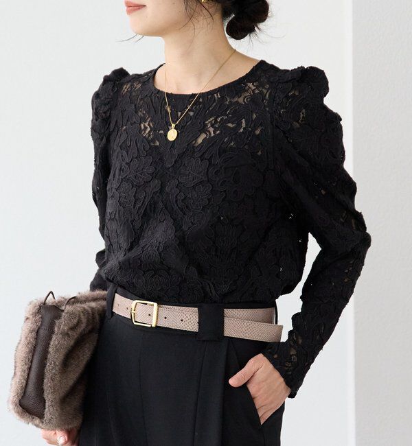  「【a Nice （ア ・ニース）】クラフトレースブラウス」|シャツ・ブラウス|