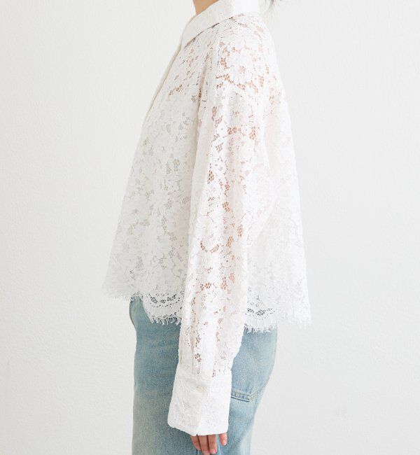  「予約【女性らしい抜け感】レースクロップドシャツ」|シャツ・ブラウス|