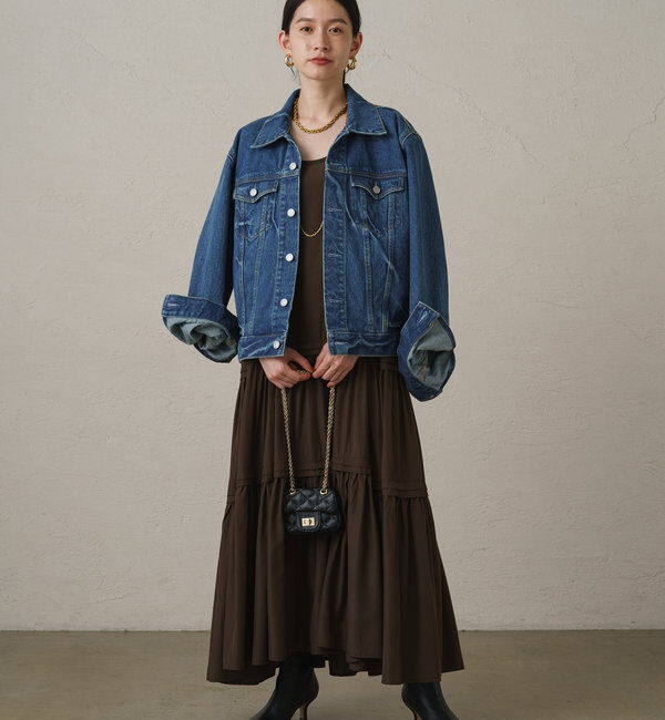  「【3サイズ展開】サテンティアードキャミワンピース」|ワンピース|