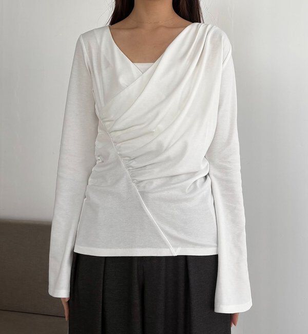  「ドレープアシメネックTシャツ」|Tシャツ・カットソー|