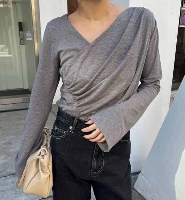  「ドレープアシメネックTシャツ」|Tシャツ・カットソー|