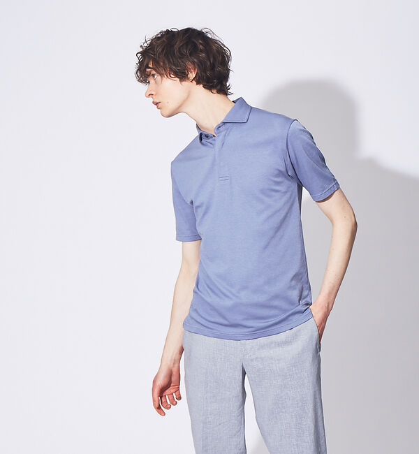 ABAHOUSE「【FLEX COOL】超接触冷感 スムース ポロシャツ」|ポロシャツ|ブルーグレー
