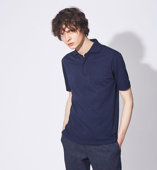 ABAHOUSE「【FLEX COOL】超接触冷感 スムース ポロシャツ」|ポロシャツ|ダークネイビー